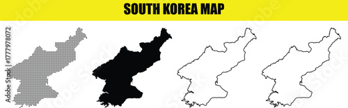 Hand made South Korea map vector illustration in different styles for infographic and design element By Adobe Illustrator