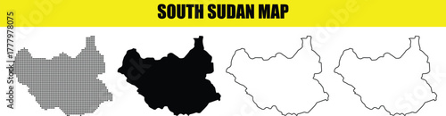 Hand made South Sudan map vector illustration featuring a simple flat design useful for geographic and political content By Adobe Illustrator