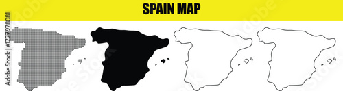 Hand made Spain map vector illustration in various styles for infographic and design element By Adobe Illustrator