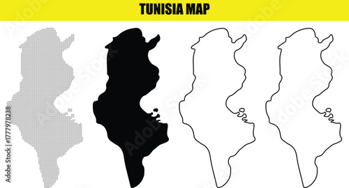 Hand made Tunisia map vector illustration country outline in different styles for geographic and travel designs By Adobe Illustrator