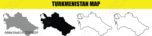 Hand made Turkmenistan map vector illustration country silhouette in different styles for infographic and geographic presentation By Adobe Illus
