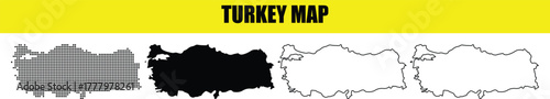 Hand made Turkey map vector illustration in different styles for infographic and geographic design projects By Adobe Illustrator