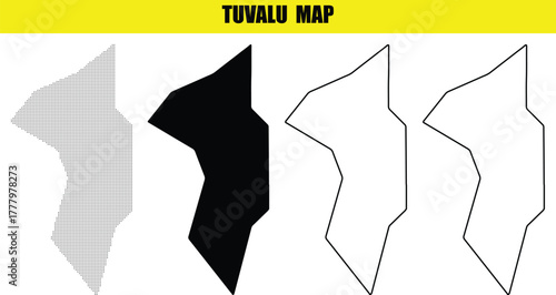 Hand made Tuvalu map set vector illustration with outline and silhouette for geographic and infographic design elements By Adobe Illustrator