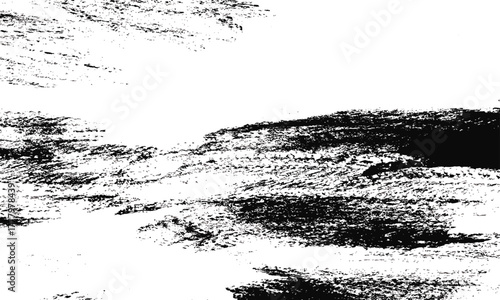 Monochrome abstract landscape with dark cloud isolated on white background