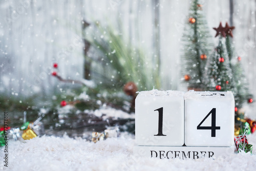 December 14th Calendar Blocks with Christmas Decorations