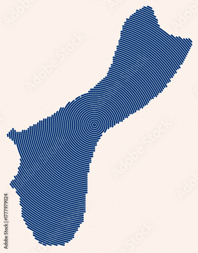 Guam shape rings. Country map formed by stacked circles. Guam boundary shape design. Amazing vector illustration.
