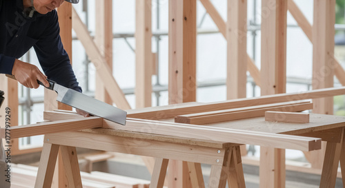 Wallpaper Mural 大工 一戸建ての住宅の建築現場 家を建てる Torontodigital.ca