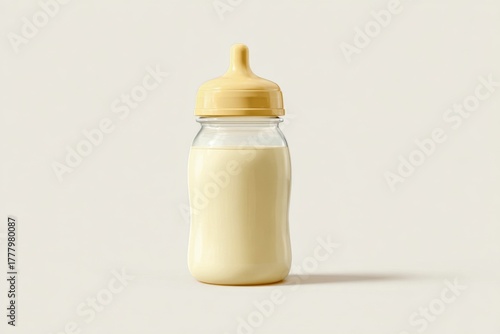 Baby Bottle Filled With Milk on Light Background for Infant Feeding