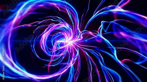Colorful Abstract Swirl of Light in Motion Creating Dynamic Neon Energy Effects in a Dark Background