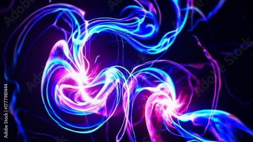 Abstract Colorful Light Waves with Glowing Patterns and Energetic Flow on Dark Background