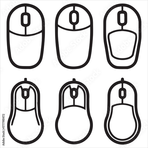 line art  computer mouse icon set
