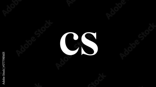 Elegant white 'CS' initials in classic serif font on a minimalist black background, typography graphic design element
