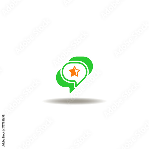 Vector illustration of talk bubbles with star. Symbol of satisfaction, review and rating.
