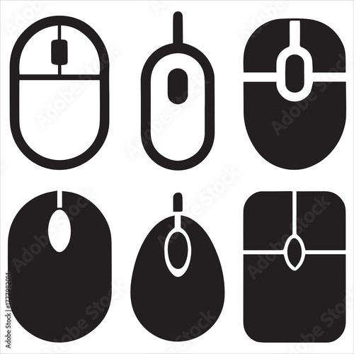 line art  computer mouse icon set