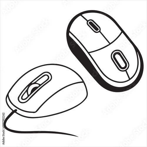 line art  computer mouse icon set