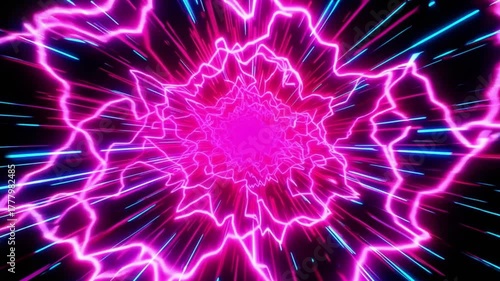 Vibrant Abstract Light Tunnel with Electric Energy Waves and Bright Colors in Motion