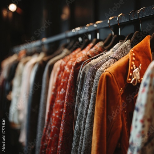 Fashion Display of Colorful Garments in a Boutique During Evening Hours