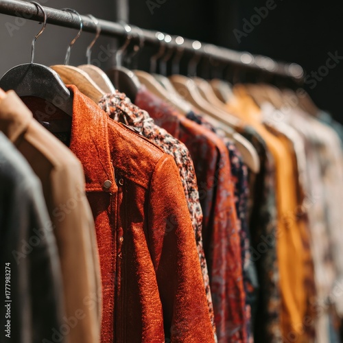 Fashion Display of Colorful Garments in a Boutique During Evening Hours
