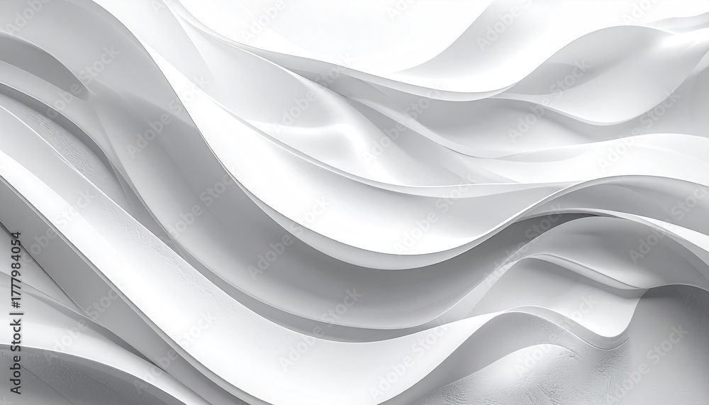 Obraz premium White abstract wave texture with smooth flowing curves and soft shadows creating modern and elegant design, evoking calmness and fluidity in minimalistic style