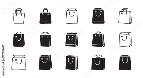 Collection of shopping bag vector icons for retail and marketing concepts