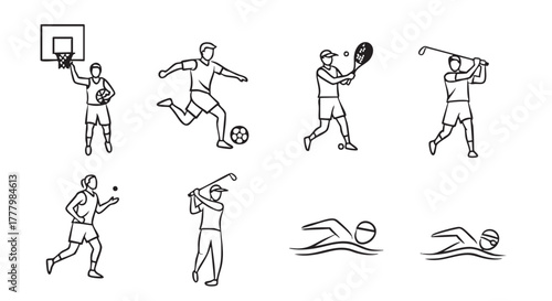 Collection of sport icons representing various athletic activities illustration