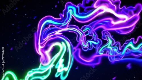 Vivid Colorful Abstract Wave Patterns with Neon Lights Creating a Dynamic Visual Background