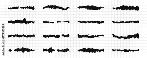  line brush hand drawn ink paint strokes on squared paper