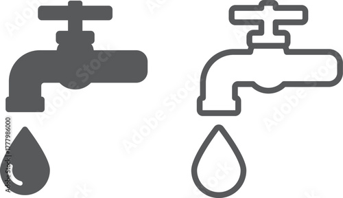 faucet with water drop icons