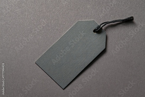 Simple Black Tag With a String Ready to Be Used for Labeling or Branding Purp...