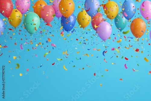 Colorful Balloons and Confetti Create a Festive Atmosphere for Celebrations i...