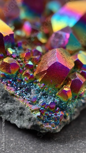 Colorful Mineral Specimen With Iridescent Crystals Showcasing Natural Beauty ...