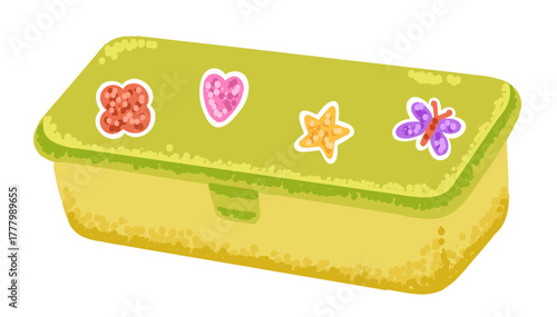 Kids lunch box for breakfast and dinner in school. Illustration on transparent background