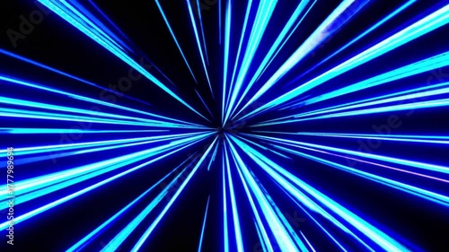 Abstract Blue Light Rays Creating Dynamic Motion Effect in Dark Background for Creative Projects