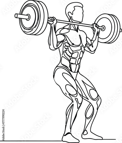 Man performing a barbell front squat exercise illustration