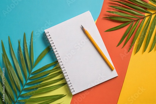 Bright Colors and a Blank Notebook With a Pencil Ready for Creative Ideas