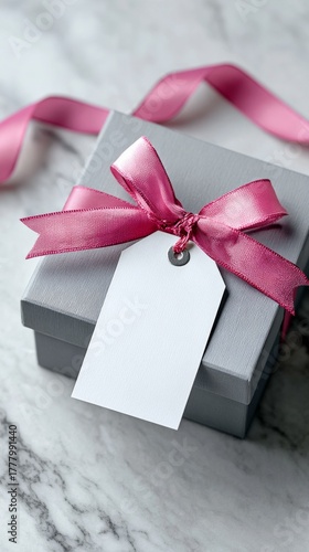 Gift Box Adorned With Pink Ribbon Symbolizing Support for Breast Cancer Aware...
