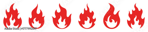 fire, flame, icon, symbol, heat, energy, burn, hot, danger, warning, element, abstract, graphic, design, illustration, red, set, collection, isolated, white background, simple, stylized, shape, blaze,