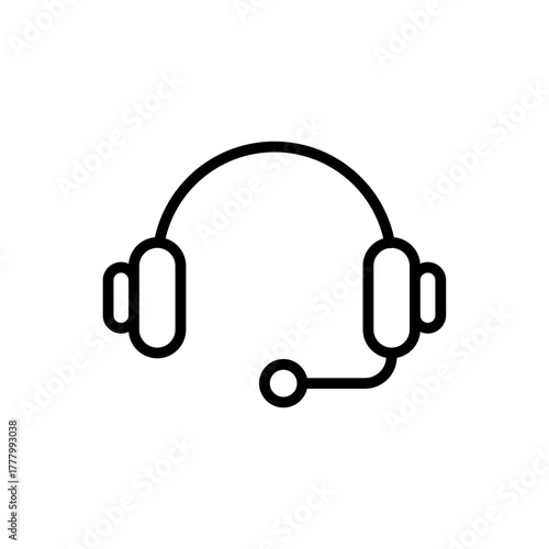 Outline headset microphone voice chat line art icon
