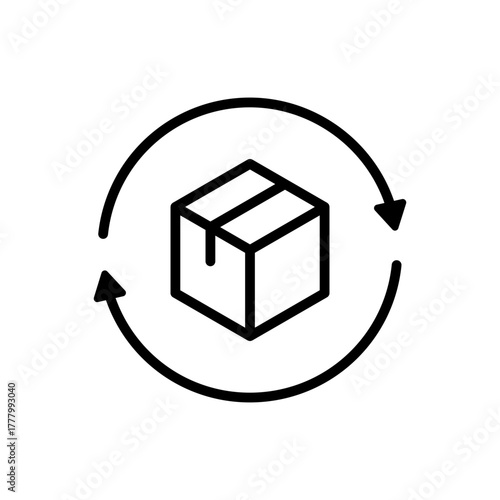 Outline return package box exchange line art icon
