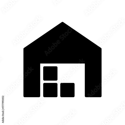 Warehouse building storage facility logistics flat icon