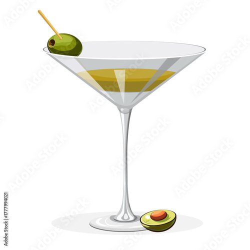 glass goblet with olives without background