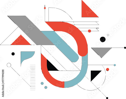 geometric vector composition with intersecting shapes and lines