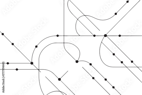 network schematic of connected points and curved pathways in vector art