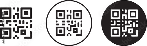 qr code variations with black white and circular styles vector set