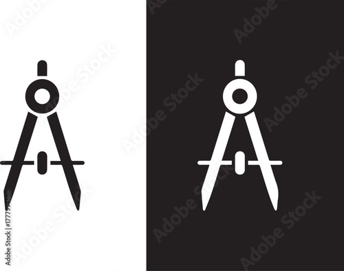 compass icon set for geometry and technical drawing vector symbol pair