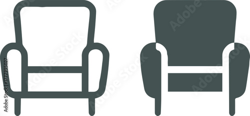 armchair icon set flat vector armchair silhouettes for ui and signage