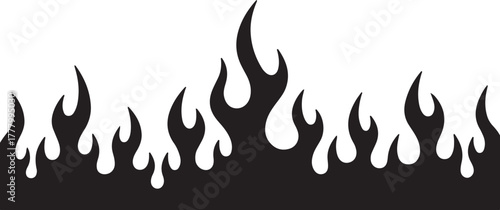 Black hot rod racing flames silhouette banner element vector graphic design illustration isolated on white background for custom vehicle decals or tattoo art.