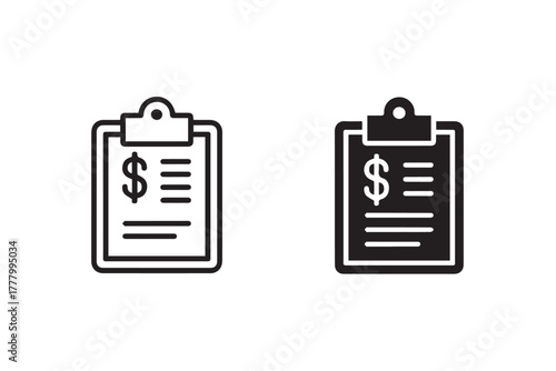 invoice billing clipboard icons vector finance accounting symbols