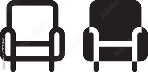 armchair simple armchair icon pair vector seating symbols for apps
