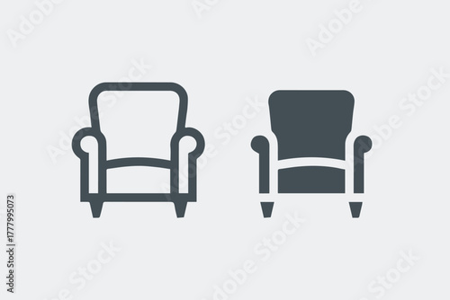 armchair two armchair icons comparison vector silhouettes for web